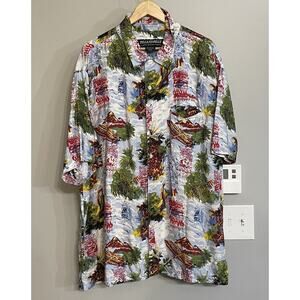 Pelle Pelle Jeans By Marc Buchanan Shirt‎ Tropical Button Up Camp Mens XXL EUC